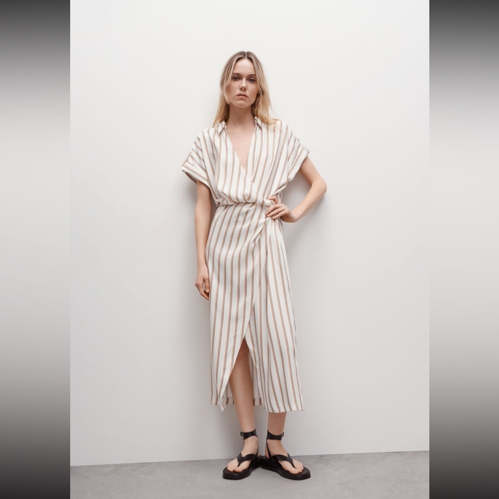 Zara stripped wrap Dress